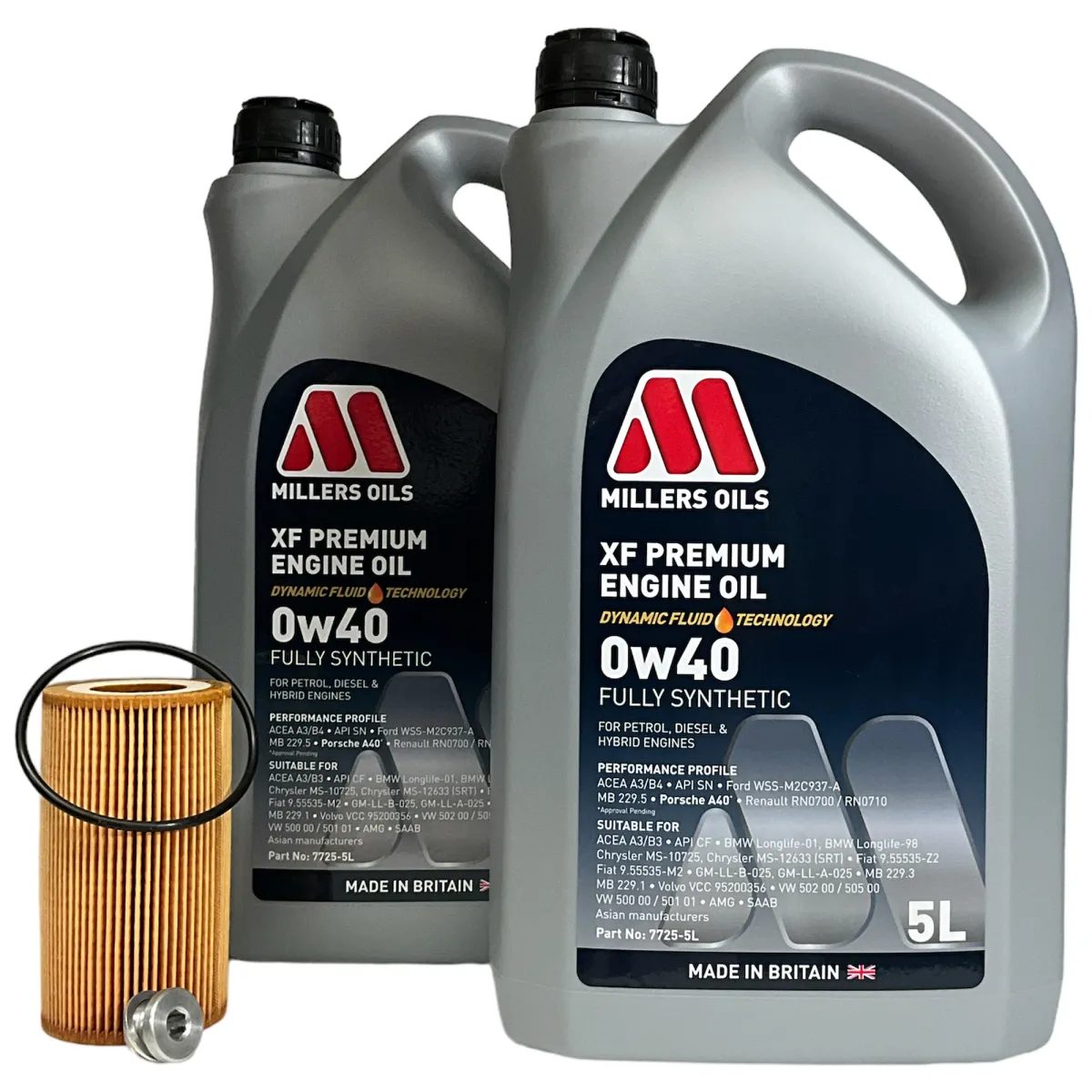 Porsche Boxster 986 Service Kit with Millers Oils XF 0W-40 Fully Synthetic Engine Oil